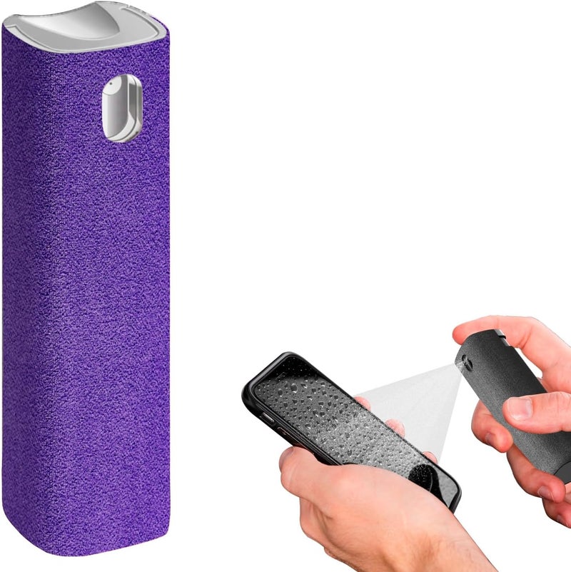 iO CLEAN Mini Screen Cleaner Spray – Finger Proof Screen Cleaner for Smartphones, iPads, MacBooks, Laptops, Car Screens, Touchscreens – 3in1 Mist Cleaner, Microfiber Cloth and Protective Cover -Purple - Image 1